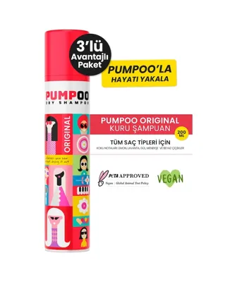 Pumpoo Kuru Şampuan 3 x 200 ML