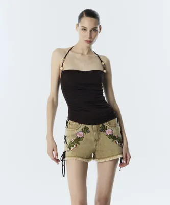 Twist FLORAL NAKIŞLI NON DENİM ŞORT