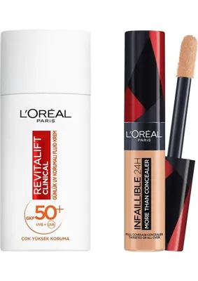 L'Oréal Paris Infaillible Tüm Yüze Uygulanabilir Kapatıcı 327 Cashmere & Revitalift Clinical Spf 50+ Günlük Yüksek Uv Korumalı Yüz Güneş Kremi 50 ml Set
