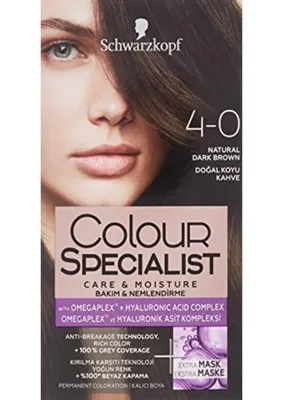 Schwarzkopf Colour Specialist Doğal Koyu Kahve 4.0 Krem Saç Boyası OmegaPlex ile Kırılma Karşıtı Etki