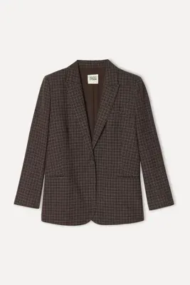 Mudo Kadın Kahverengi Tekstürlü Oversize Blazer Ceket