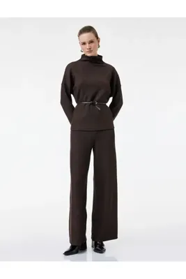 Koton X Selected by Şahika Ercümen - Regular Fit Işıltılı Uzun Geniş Paça Pantolon