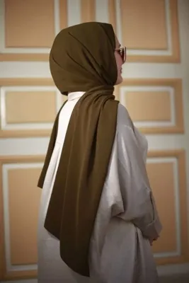 Mode Scarf Tesettür Medine Ipeği Haki Şal