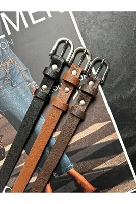 LİA KEMER 3'lü Klasik ince Tokalı Kemer Bel Kemeri Ceket Kemeri Elbise Kemeri Pantolon Kemeri
