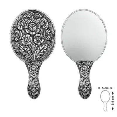 mikudesign Gümüş Papatya ve Gül Motifli El Aynası