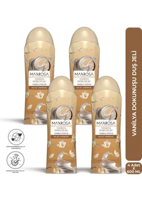 maxrosa Vanilya Duş Jeli 600 ml x 4 Adet
