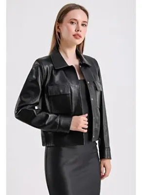 Maroquin Leather Emily Kadın Kısa Deri Ceket