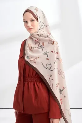 Armanda FLORAL ARCHIVE LAVINIA DESEN ŞAL - KAHVE - KREM