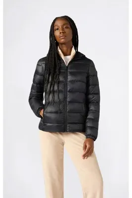 Champion Hooded Jacket Kadın Siyah  Mont - 118209-KK001