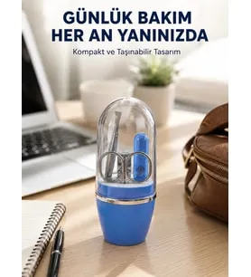 Mavi Kişisel Bakım Seti Cımbız Makas Tırnak Makası ve Törpü