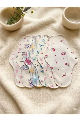 Ponped Bambu Yıkanabilir Doğal Kadın Pedi 6'lı (GECE-DÜZ RENK)