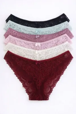 MAVİ QUMSAL (YENİ ÜRÜN) Karışık Dantel bikini (6 Lı Set) ( RENK) siyah-yeşil-vizon-penbe-ekru-bordo