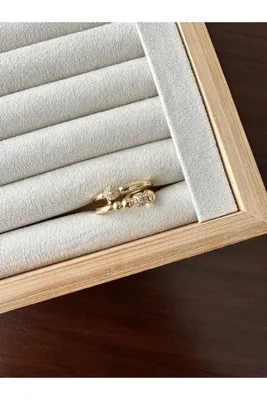 ringbox Gold Çift Sıra Toplu Yüzük
