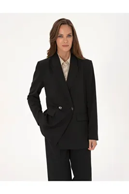 Pierre Cardin Siyah Comfort Fit Kruvaze Ceket 50319433-VR046