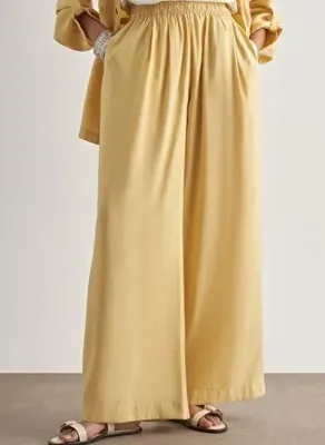 Mizalle Modal Karışımlı Rahat Kesim Beli Lastikli Sarı Pantolon