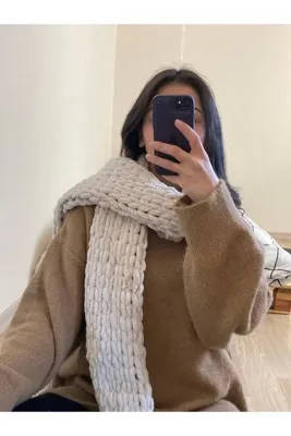 Moda Biçer MBCR Peluş Örgü Atkı New Trend