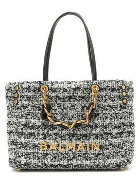 Balmain Siyah Beyaz Kadın Alışveriş Çantası