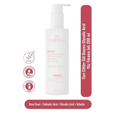 harrem Rose Gül Mayası Glycolic Acid Hassas Yüz Yıkama Jeli 200ml