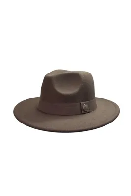 shop Ceeldu Kışlık Kaşe Keçe Fedora, Kadın Fötr Şapka, Kovboy Şapka- Acı Kahve