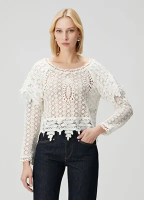 Isabel Marant Hyliana Beyaz Kroşe Bluz