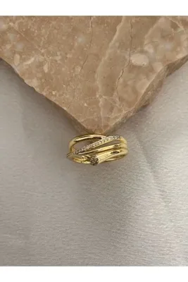 XUPING JEWELRY 14K Zirkon Detaylı Tasarım Kuyumcu Model Xupıng Çelik Yüzük
