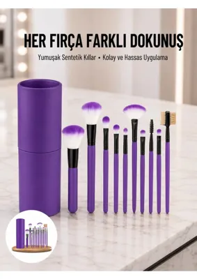 Uravas Store Uraselect 12 Parça Profesyonel Makyaj Fırçası Far Fırçası Allık Fırçası Yumuşak Kıllı