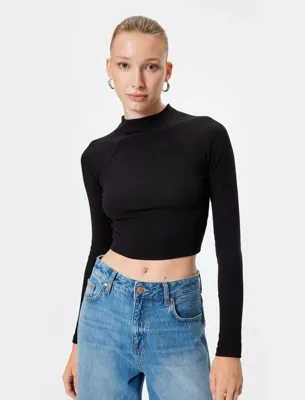 Koton Dik Yaka Fitilli Body Uzun Kollu Slim Fit Pamuklu