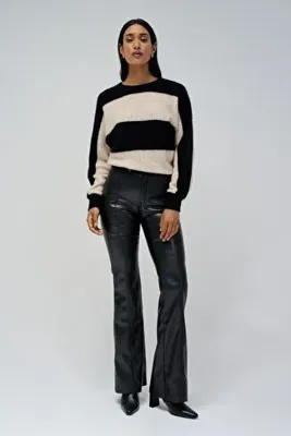 Salsa Jeans Açık Bej Kadın Yuvarlak Çizgili Kazak 21008873