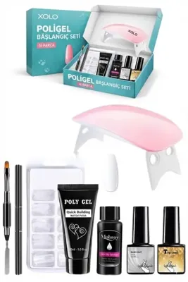 xolo 16 Parça Polijel Oje Yapma Seti Beyaz Evde Poligel Nail Art Seti