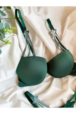 blackstrip Yıldız Model Dolgulu Sütyen ve Külot Takımı - Bralet Seti