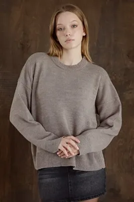 MODASPARK Vizon Bisiklet Yaka Oversize Kadın Triko  Kazak