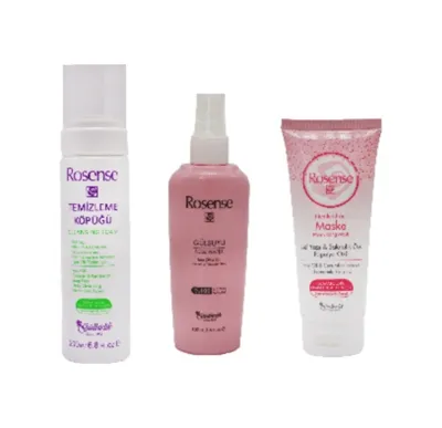 Rosense Temizleme Köpüğü Sprey + Gül Suyu 125 ML + Maske