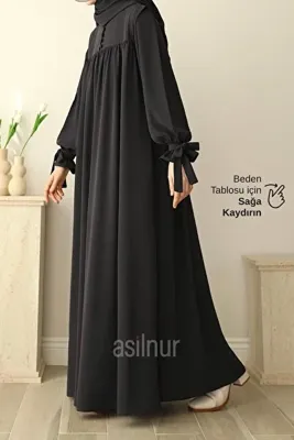 ASİLNUR Zeynep Kol Bağlamalı Elbise Füme
