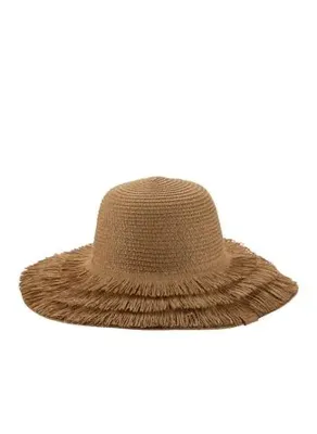 Nordbron Açık Kahve Kadın Düz Örgü Şapka Quinn Straw Hat