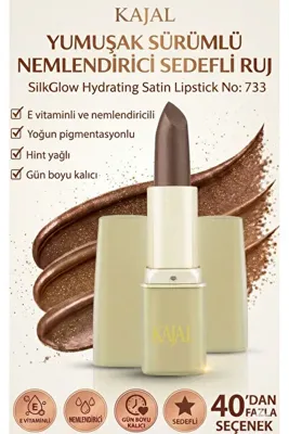 KAJAL Yumuşak Sürümlü Nemlendirici Sedefli Ruj – SilkGlow Hydrating Satin Lipstick No: 733