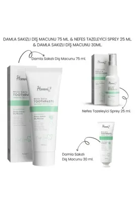 hommbitkisel DAMLA SAKIZLI DİŞ MACUNU 75ML. ve 30 ML. & NEFES TAZELEYİCİ SPREY 25 ML.