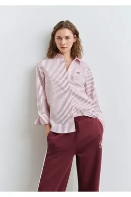 Mavi Çizgili Pembe Gömlek Regular Fit / Normal Kesim 1211169-90697