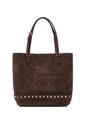 Valentino Garavani Rockstud Small Kahverengi Süet Alışveriş Çantası