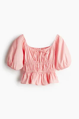 H&M Kabarık Kollu Poplin Bluz