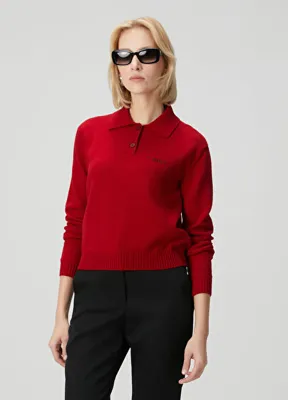 Givenchy Kırmızı Yün Polo Triko