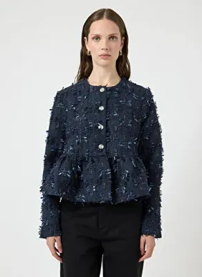 Yas Lacivert Kadın Nakışlı Ceket YASDIRA LS SHORT JACKET