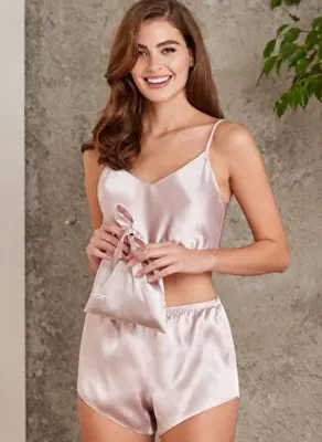 Pierre Cardin Crop'lu Saten Şort Takım - 467