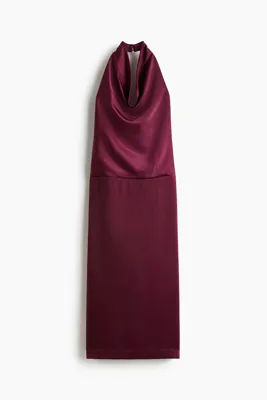 H&M Halter Yaka Saten Elbise