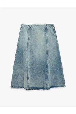 Koton Pamuklu A Kesim Denim Midi Etek