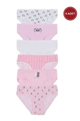 koza iç giyim Kız Çocuk 6'lı Desenli Slip