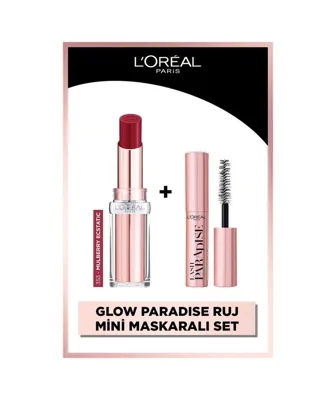 L'Oréal Paris Glow Paradise Balm-in-lipstick Işıltı Veren Ruj 353 Mulberry Ecstatic + Mini Paradise Maskara 4.7 ML