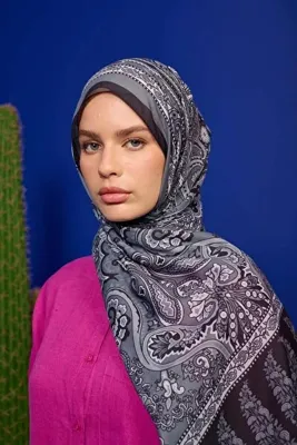 İpekhan Marrakech Koleksiyon Soft Şal Koyu Gri Siyah 3049-02