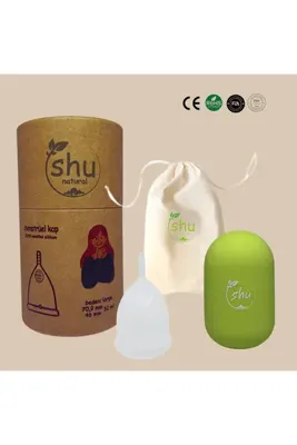 Shu Natural Menstrual Kap Small & Sterilizasyon Kabı Yeşil (2'li Paket)