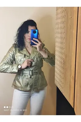 MODATALİKA Kadın Düğmeli Kısa Mont