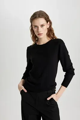 Defacto Regular Fit Yumuşak Dokulu Bisiklet Yaka Basic Düz Triko Kazak F7091az24wn